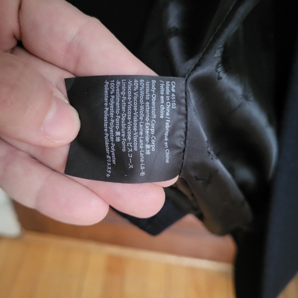 Maison Scotch Soda Blue Navy Wool 3/4 Coat with Leather Collar Size M NWOT - Picture 3 of 8